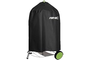 AWNIC Telo Copri Barbecue da Esterno, Copertura Barbecue Impermeabile per Weber, Brinkmann, Char Broil Grill Resistente allo Strappo 420D Poliestere Rotondo Ø72*75cm