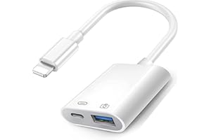 KITBOX Adaptador USB de iPhone Cable OTG a USB Adaptadores con 10W Carga Puerto Lighting Macho a Hembra 2 en 1 USB Splitter para Apple iPad Cámara Memoria USB Tarjetas SD Midi Mouse etc