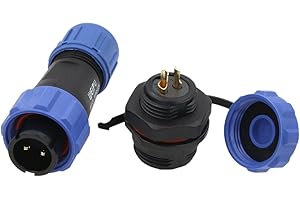 HangTon Conector eléctrico SP13 de 2 pines, impermeable, macho y hembra, conector de panel de montaje, IP68, circular, 13 A, 250 V, para exteriores, CA y CC