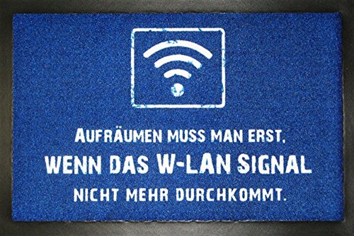 Empireposter - Fußmatte - W-Lan Aufräumen - Größe (cm), ca. 60x40 - Türmatten Mit dieser Matte ist alles gesagt. Hochwertige, bedruckte Fußmatte für Innen & Außen. Der Gummirand hat Grip und passt sich dem Boden perfekt an.