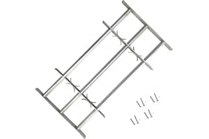 Homgoday Grille de fenêtre réglable - Vis de sécurité extensibles - Grille de sécurité - Grille de sécurité anti-effraction - Avec 3 barres transversales - 500 à 650 mm