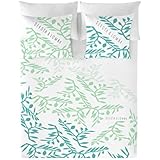 Devota&Lomba Juego De Funda Nórdica Lomba Blanco/Verde Cama 135 (220 x 220 cm + 45 x 155 cm)