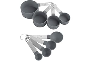 SINZAU Juego de cucharas medidoras, 8 cucharas multifunción para medir sólidos y líquidos en la cocina (gris)