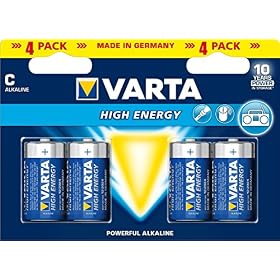VARTA Piles C Baby, lot de 4, Longlife Power, Alcalines, 1,5V, pour jouets, souris sans fil, lampes de poche, Made in Germany