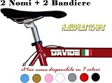 AWS 2 due Adesivi Nome H 2 cm + 2 Bandiere tuning STICKERS vinile bicicletta Moto Bici Casco custom Name