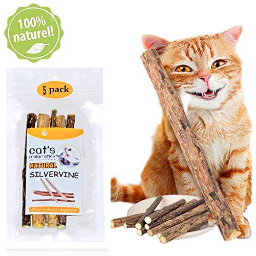 ZhengYue 5 Matatabi Baton Chat - Catnip Jouet Chat Dentifrice Chat Nettoyage des Dents Naturel Nourriture Mastique Bois Catnip pour Tous Les Chats
