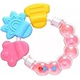 BabyGo Baby Rattle Teething Toys, Soft and Natural Teether for Baby, BPA Free, Silicone Teether Relief Soothing Sore Gums Chew Infants (1 Pc)