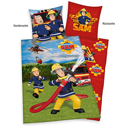 Herding 447034050 Bettwäsche Feuerwehrmann Sam, Kopfkissenbezug: 80 x 80 cm und Bettbezug: 135 x 200 cm, 100 % Baumwolle, Renforce - 2
