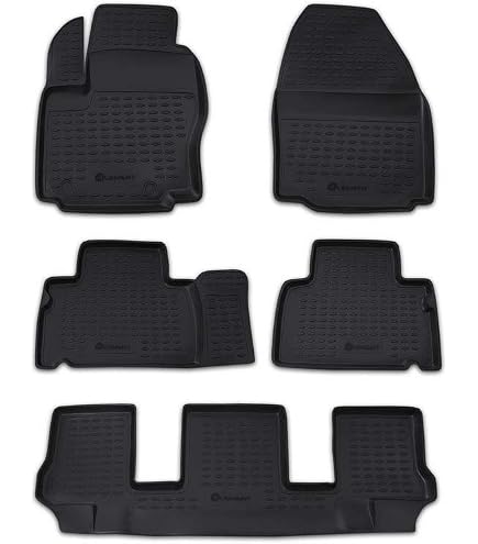 CARMAT TEXER Tappetini Auto In Tessuto Nero Per Ford Galaxy I 7 Posti (1995-2006) - Set 5 Pezzi Su Misura