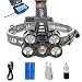 Produktbild Huntvp LED Stirnlampe Superhell 5*XML-T6 5000LM Scheinwerfer Wiederaufladbar Headlight 4 Modi Wasserdicht Kopfleuchte Notfall Power Bank Funktion Nachtsicht für Angel Laufen Jage Bergarbeit