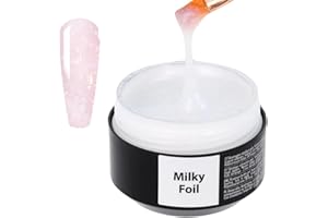 SINCERO SALON Easy Fluid Gel Construction Ongle UV - Milky Foil - Idéal pour French Manucure - Nail Extension Gel et Modelage - Nail Art Ongles - Cache les Défauts des Ongles - Builder Gel - 15ml