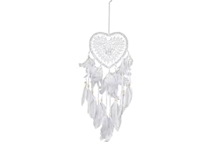 JNGTKL Dream Catcher, Cute Heart Shape Dreamcatcher, Lovely Dream Catcher For Girls Boys, Feather Lace Weaving Dream Catchers, Boho Bedroom Accessories For Teen Girls (White)