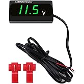 YIXISI DC 12 V Waterproof Car Voltmeter with LED Digital Display, Voltage Meter with Clamps, Mini LED Voltage Tester for Boat