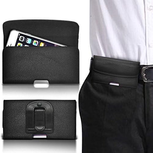 (Black horizontal belt 140 x 69.5 ) case for STK Hero X Dual SIM case (PU) Leather Belt Clip Pouch case Flip Cover Holster With Magnetic Button By i-Tronixs