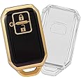 keyzone TPU Key Cover combo Compatible for Suzuki Fronx, Jimny, Grand Vitara, Brezza, Swift, Baleno. Ertiga, XL6, Ignis. DZire 2 button smart key (Clear TPU + Gold TPU)