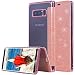 Produktbild Galaxy Note 8 Hülle,Galaxy Note 8 Case, Snewill Glitter Cute Bling Slim PU Leather Folio Flip Handyhülle with Card Slot & Clear Soft TPU Schutzhülle für Samsung Galaxy Note 8 - Rose Gold