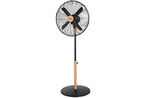Cecotec Ventilateur sur Pied EnergySilence 600 Woodstyle, 50 W, Finition Bois, Diamètre 16", 4 Pales, 3 Vitesses, Oscillation, Réglable en Hauteur, Sécurité Maximale