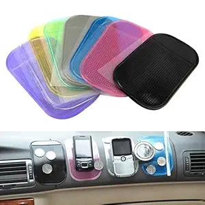 MEXFY Multipurpose Mobile Phones Sticky Pad - Transparent Non-Slip Anti Skid Car Dashboard Mat Pad - Coins, Phones Stick Holder Useful for Car & Home(Multi Color)