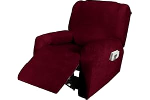ELE ELEOPTION Fodera per poltrona reclinabile Relax, fodera per poltrona estensibile in velluto, fodera per poltrona da massaggio lavabile a casa, protezione per poltrona reclinabile (1 posto(4 pezzi), vino rosso)
