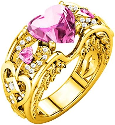 2018 Wedding Engagement Rings, GreatestPAK Silver Natural Ruby Gemstones Birthstone Bride Rings (Pink, 10)