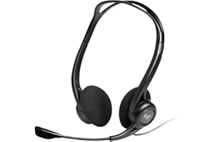 Logitech 960 Kopfhörer, Stereo-Headset, Verstellbares Mikrofon mit Rauschunterdrückung, Integrierter Lautstärkeregler, Stummschaltung, USB-Anschluss, 2.4m Kabel, PC/Mac/Laptop - Schwarz
