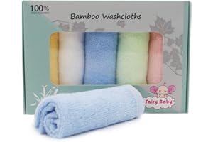 FAIRY BABY Baby Washcloths 100% Organic Bamboo Bath Washcloth Reusable Face Towels Anti-Bacterial Soft Towel Set Perfect for Newborn(5 Pack)