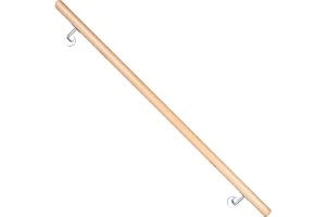 BelovedYard Bok trä trappräcke ledstång 150 cm | Ø 42 mm, halkfri, vattenbaserad, inkl. V2A vägghållare och monteringssats