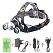 Produktbild WolfWay 3XLED CREE XM-L T6 5000Lm wasserdichte Kopflampe mit 4 Modi Stirnlampe Taschenlampe Fackel + 2x4200mAh 18650 Akkus + AC Charger + Auto-Ladegerät für Camping Biking Jagd Angeln