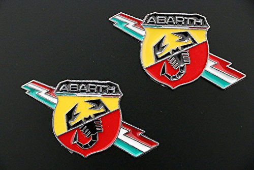 Par de insignias de escudo con logotipo adhesivo de Fiat Abarth, de metal, con efecto brillante