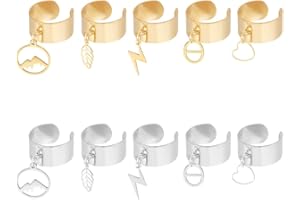 UNICRAFTALE 2 couleurs Bague Breloque Acier Inoxydable Bague pour Femme Anneaux Réglables avec Breloques Étoile de Lune Composants de Bague à Manchette Ouverte pour Cadeaux