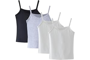 Lohhbve 4 Pack Bambini Classic Solid Camisole Undershirt per 2-10 Anni Ragazze del Bambino Cotone Racerback Tank Top Multipack