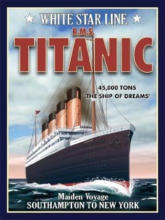 FRENCH VINTAGE METAL SIGN 20x15cm RMS TITANIC STAR SHIP