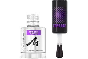 Manhattan Nail Top Coat Ultra Shine, transparent överlack med högglansig finish för långvarig manikyr, 12 ml