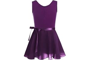 YiZYiF Justaucorps Gymnastique Enfant Fille Tutu Robe Danse Classique Ballet Patinage Léotard Body Combinaison Sport Yoga sans Manche et Jupe Dancewear 3-14 Ans