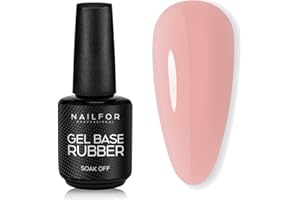 NAILFOR Base Rubber 15ml - Per Smalto Semipermanente Rinforzato Con Forte Adesione, Lunga Tenuta, Rinforza e Protegge Unghie Naturali Anche Per Bombatura e Mini Allungamento (Nude Natural)
