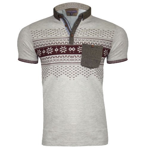 Herren Bravesoul Designer Tasche Sommer Kragen Kurz Ärmel Polo Shirt Wein Aztek MTS69 Eleazar - Markiert Designer