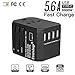 Produktbild Evershop Universal Reiseadapter Weltweit Reisestecker USB für USA Thailand UK Asien Über 200 Ländern, Reisestecker mit 4 USB Ports + Typ-C und AC Ladestecker Internationale Reiseadapter für Reisen