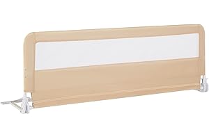 RELAX4LIFE Sponda Letto per Bambini 180cm/150cm, Barriera di Sicurezza, Traspirante e Pieghevole, Sbarra Letto per Letti Singoli e Matrimoniali (Beige, 150 x 41 x 55 cm)