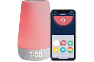 HATCH BABY Hatch Rest+ - Dispositivo de sonido y luz nocturna para bebé, ruido blanco y entrenador de sueño infantil, reloj despertador para niños