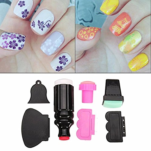 DANCINGNAIL la manicura del arte del clavo de la plantilla sello doble stamper diseño una sola extremo de terminación del raspador plantilla polaca de sellado de imagen gobernado el bricolaje herramientas