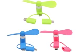 LGWJHCY 3PCS mini ventole per telefono cellulare, mini ventilatore USB portatile 3 in 1 per telefono Android/telefono USB tipo C e altro ancora, ventilatore tascabile (Rosso,Verde,Blu)