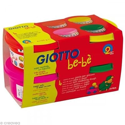 Giotto - Giotto Be-bè Pate à Jouer : 4 x 100 g - Rose, vert, jaune, rouge