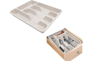 Avilia Organizador de cubiertos de cajón lavable en lavavajillas – Organizador de cubiertos con 4 compartimentos, de plástico resistente, blanco