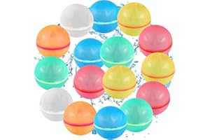 SMASIAGON Palloncini da Acqua Riutilizzabili, 16 Pezzi Bombe d'acqua Magnetiche Ricaricabili, Facile da Riempire e Autosigillante per Estivi Piscina Spiaggia Giardino Palloncini Gioco per Bambini e Adulti