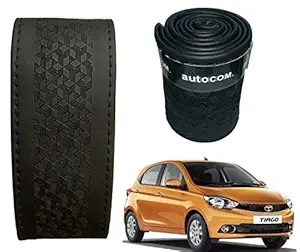 Auto Com Leatherite Steering Cover (Black) for Tata Tiago Car