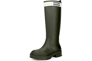 Yenxapei Women's Wellington Boots, High Rain Boots, Long Shaft Boots, Waterproof, Non-Slip Rubber Shoes, Half Height Wellington Boots, Comfortable Durable Boots
