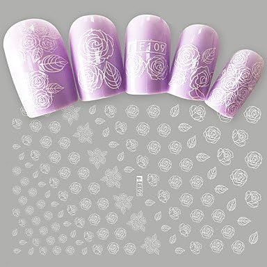 WZW 10pcs Nail Art White Flower 3D Fashion DIY Rose Rose Decoration Sticker F109