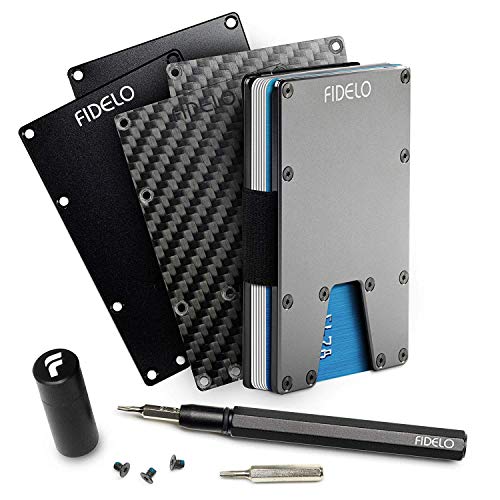 FIDELO Minimalistische Geldbörse für Herren, schlankes RFID-Kreditkartenfach, Geldklammer