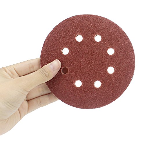 Coceca 60 Stück Schleifscheiben Klett-Schleifpapier Ø 125 mm,(60/80/120/180/240/320Grits) Exzenter-Schleifer 8 Loch - 6
