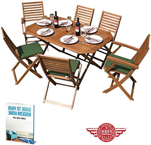 Fashionable & Wooden Garden Furniture Set - 6 Seater Folding Dining Set - This 7 Piece Table & Chairs Set Is The Perfect Outdoor Living Addition & eBook by Summit Home Shop